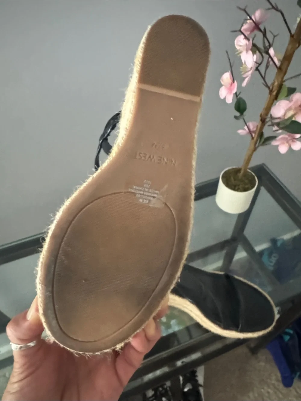 Nine West Black Espadrille Wedge Sandals